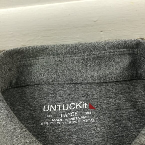 UNTUCKit Polo Shirt Performance Stretch Preppy Heather Gray Mens Large - Picture 4 of 8
